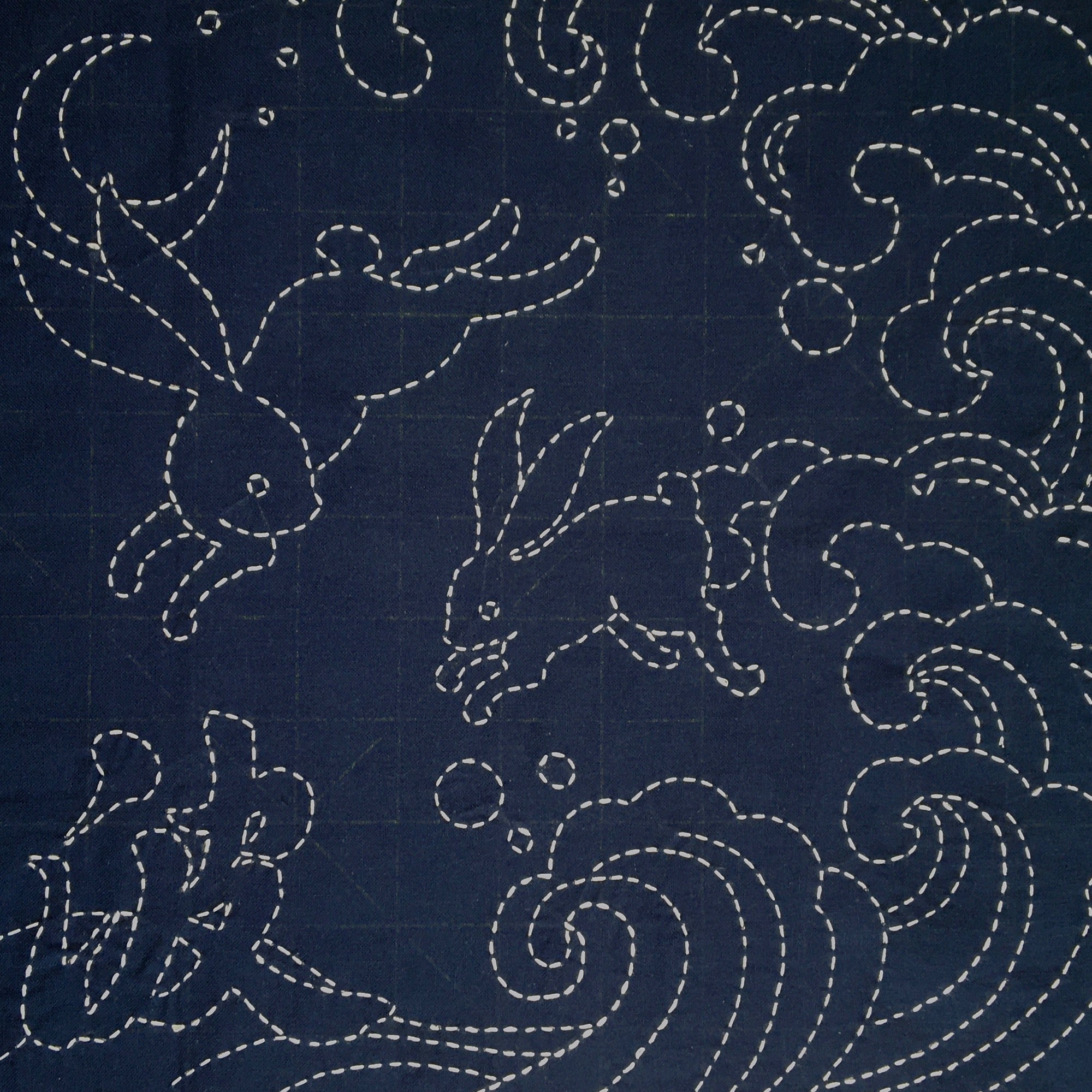 Pre Printed Sashiko Panel - Rabbits Pre Printed Sashiko Panel - Rabbits